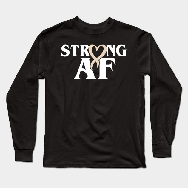 Strong AF Pearl Ribbon Lung Cancer Long Sleeve T-Shirt by busines_night